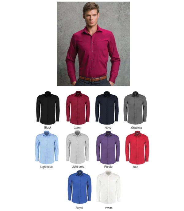 KK142 Kustom Kit Long Sleeve Tailored Poplin Shirt